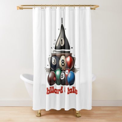 Billiard 8 Balls  Player , Funny Billiard , Vintage  Billiard Balls Shower Curtain Official Billiard Merch