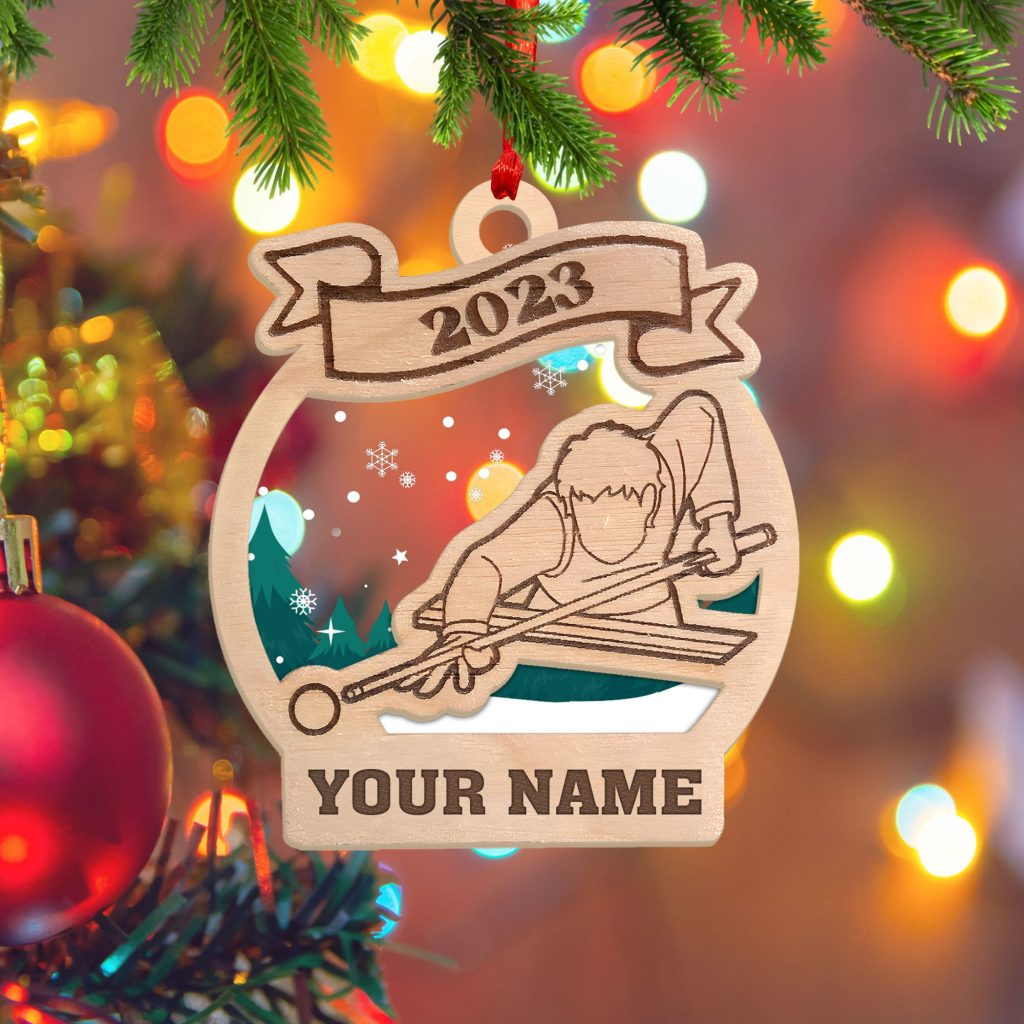 Personalized Billiards Table Hanging Christmas Ornament