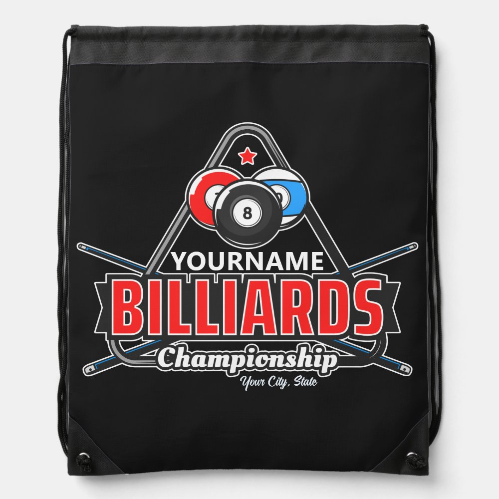 Personalized Billiard 8 Ball Pool Drawstring Bag