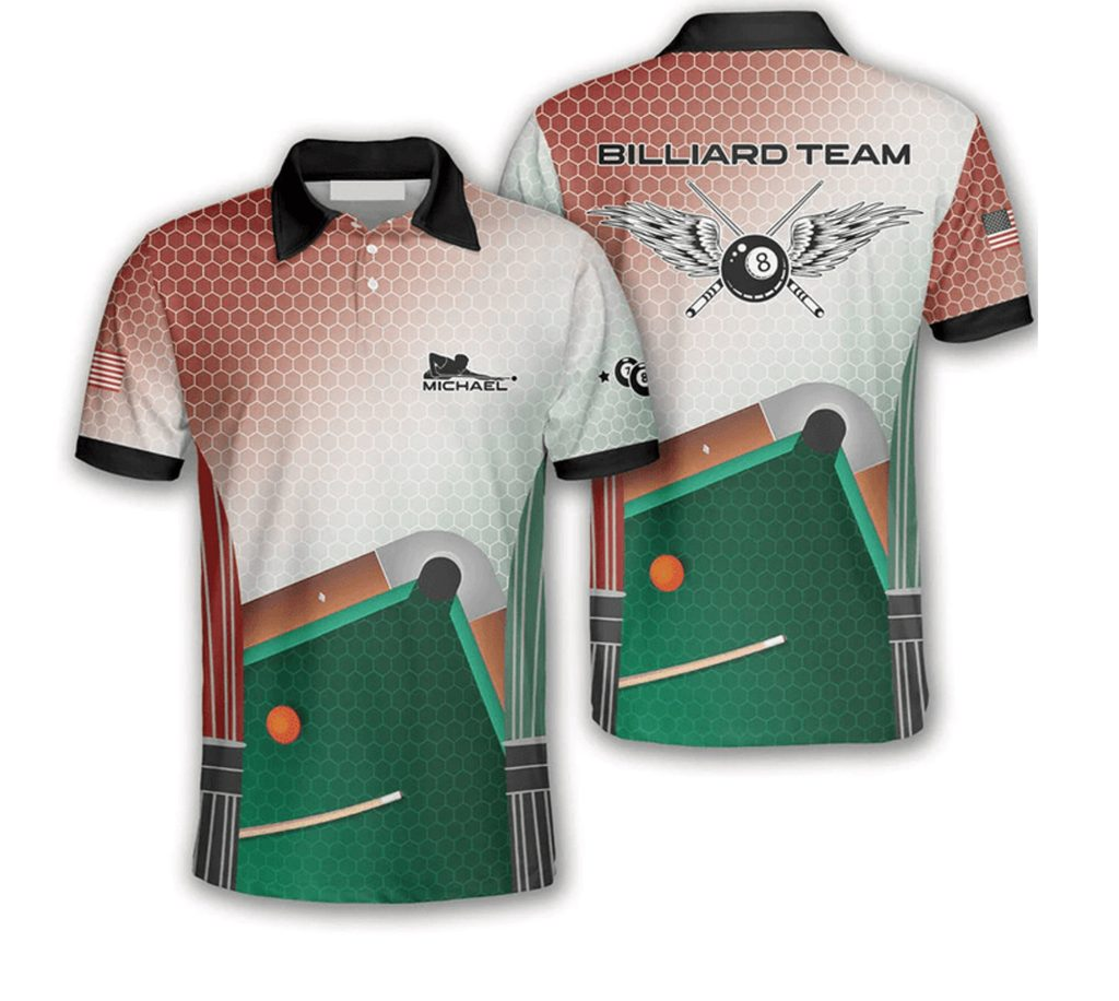 Personalized Team Brown 8 Ball Hive Billiard Polo Shirt